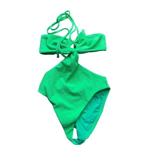 Mara Hoffman Blanca Lime Green One Piece Crinkle Swimsuit size XS - Picture 8 of 10